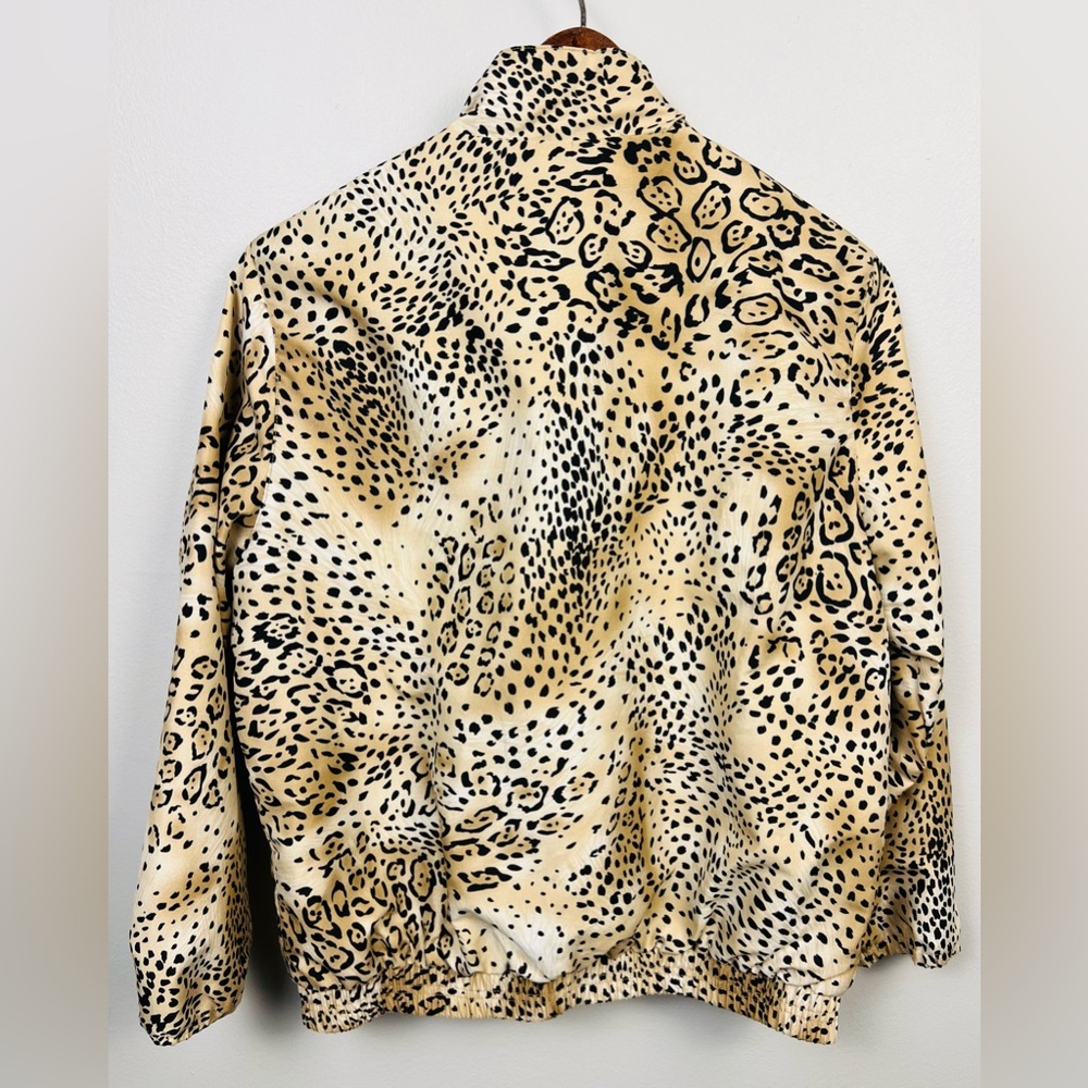 Vintage KT Golf Leopard Print Track Jacket – Gold Animal Print Windbreaker – M - Picture 5 of 11